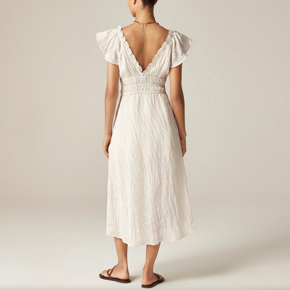 779. J. CREW Palermo dress in viscose-blend crinkle Natural Cream $158 NWT Small - Picture 5 of 7